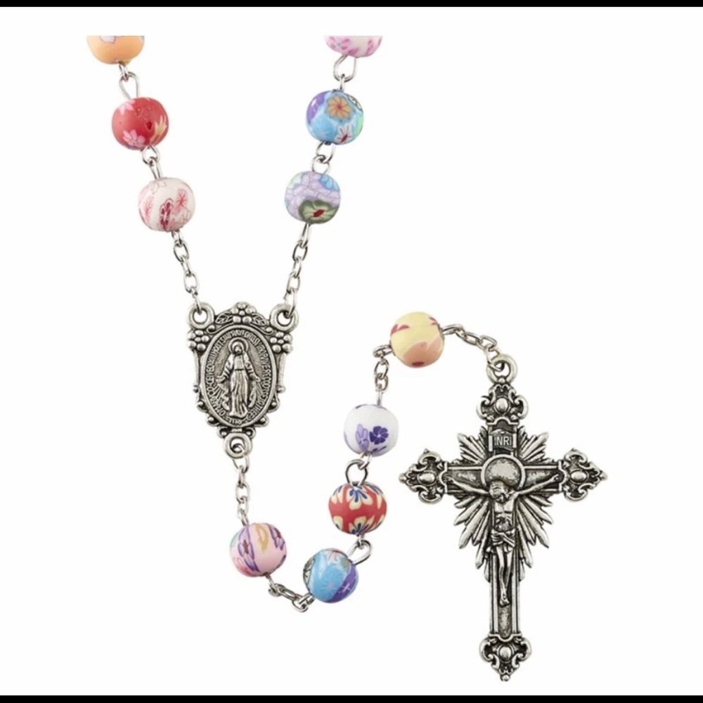 Colorful Flower Bead Rosary